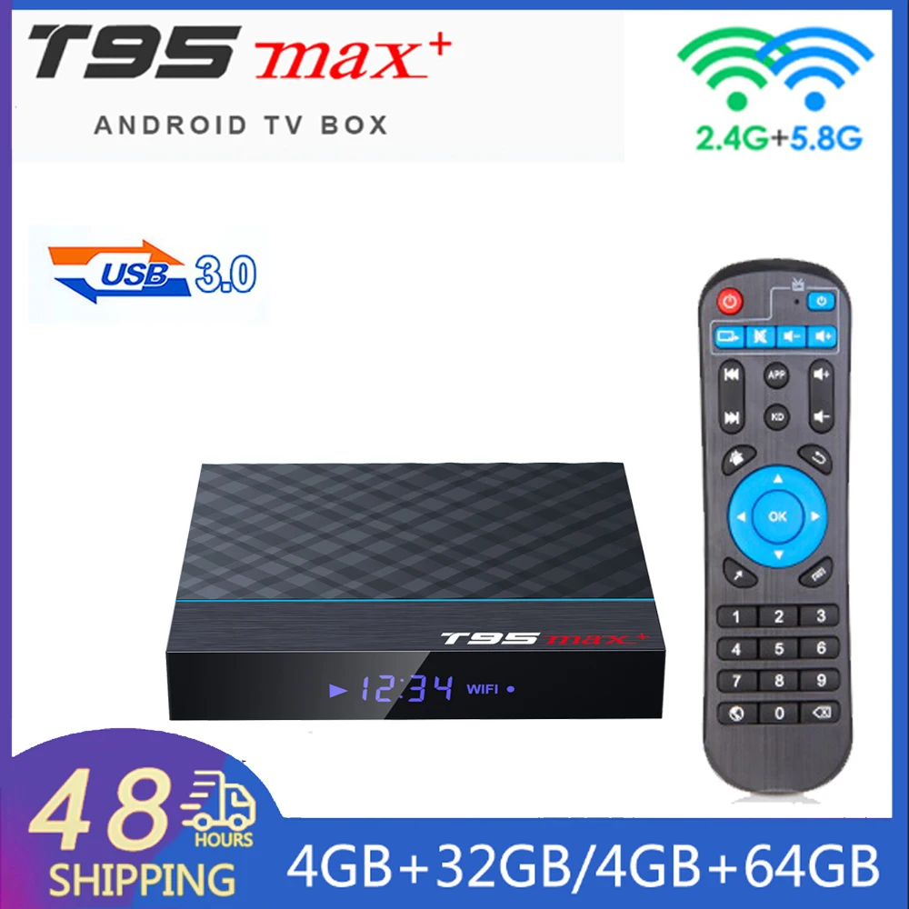 

Приставка Смарт-ТВ T95 MAX plus, Android TV, Amlogic S905X3, Android 2,4, ГГц