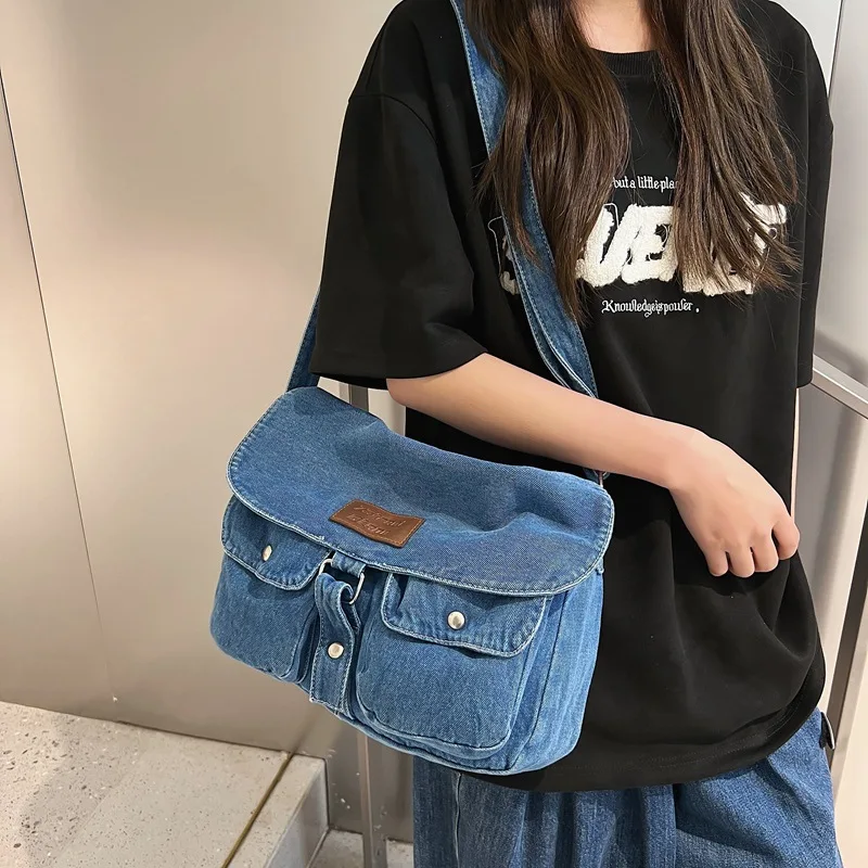 

Denim Hobo Crossbody Bags For Women2023 New Trends Purses And Handbags Multi Pockets Shoulder Messenger Bag Big Capacity Totes