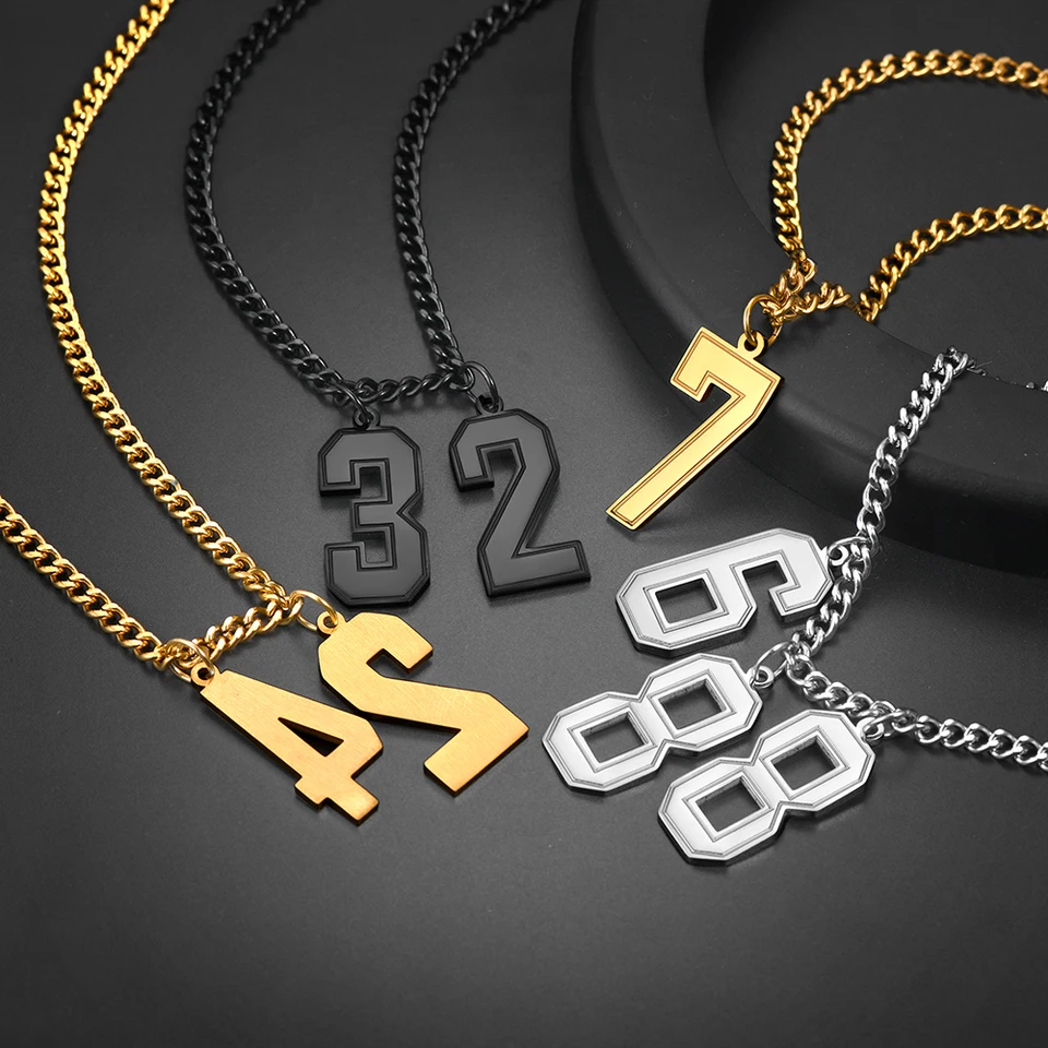 RWQIAN Baseball Number Necklace - Stainless Steel Jersey Number Pendant Chain (Choose 0-99) For Baseball Fans - View #5