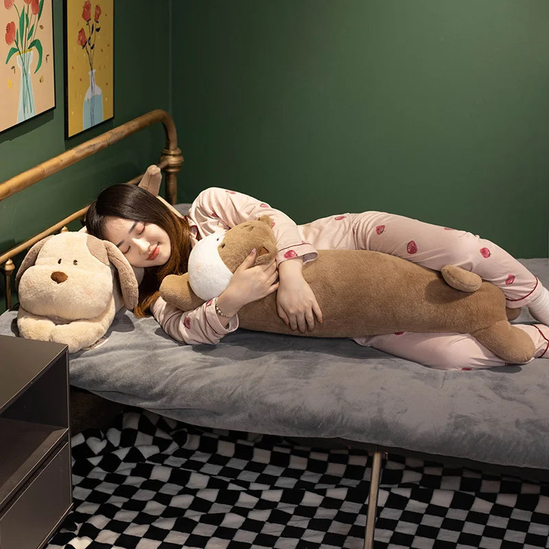 90CM Huge Soft Body Long Dog Plush Pillow Stuffed Animal Home Decoration Sofa Room Cushion Toys