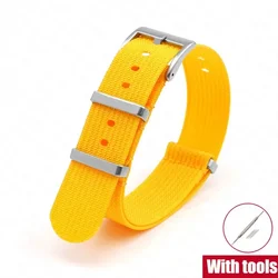 Universal Waterproof Nylon Strap - Sport & Military Watch Band - 22mm (Yellow)