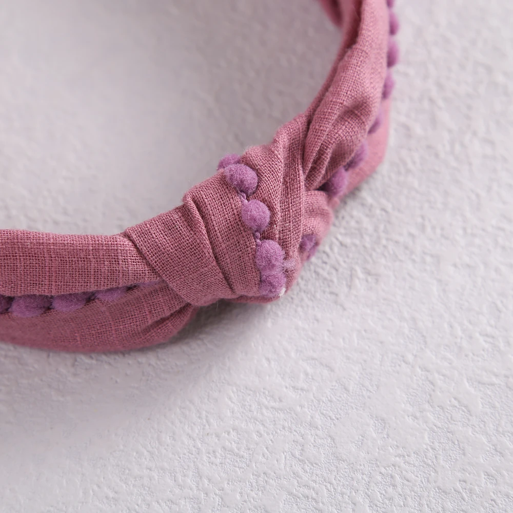 1Pcs Quer Knoten Haar Hoop Stirnbänder für Kinder Schöne Pompom Baby Kinder Stirnbänder Mädchen Haar Zubehör Haar Bands – Detail 8