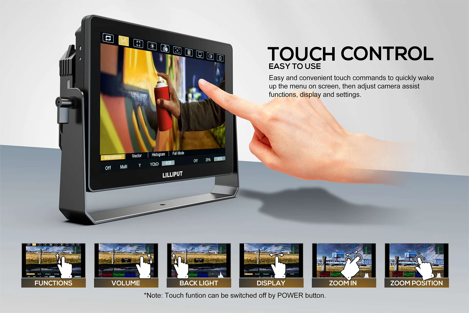 HT10S 10.1 inch 1920×1200 1500nits 3G-SDI Touch Camera Control Monitor for outdo