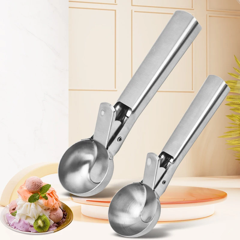 Ice Cream Scoops Stainless Steel Ice Cream Digger Non-Stick Fruit Ball Maker Watermelon Spoon Tool