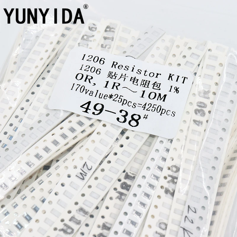 4250pcs 1206 Smd Resistor Kit Assorted Kit 1ohm10m Ohm 1 170valuesx