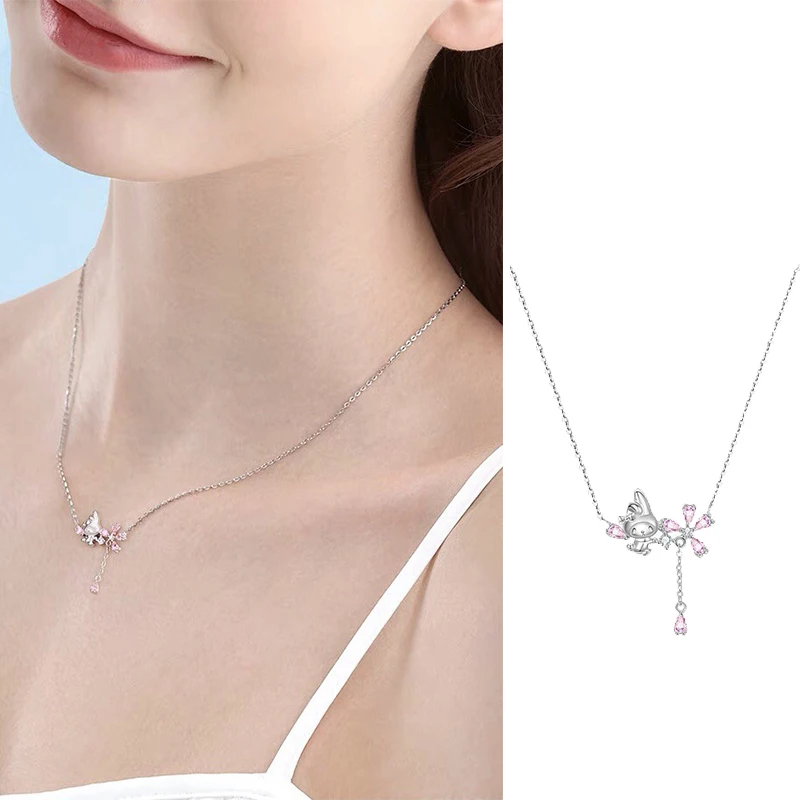 

Новинка, Женское Ожерелье Sanrios My Melody до ключиц, универсальное модное ожерелье из материала мультипликационные персонажи аниме Coppers, милый подарок для пары