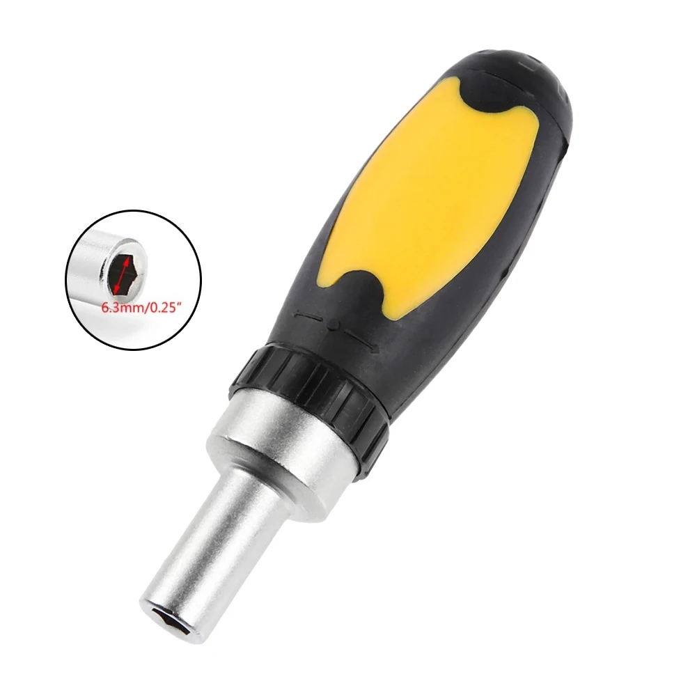 

1 Pc Ratchet Wrench Screwdriver Ratchet Handle Carbon Steel Screw Driver 6.35mm Hole For Hand Repairing Manual Tools Accessories