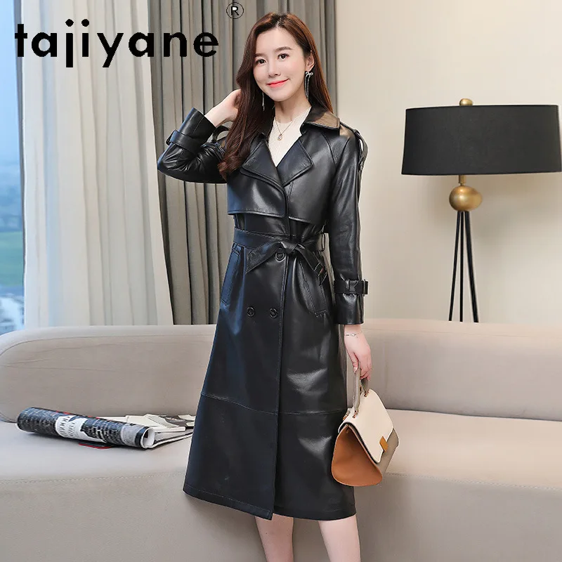 Tajiyane Genuine Leather Jacket Women Real Sheepskin Leather Trench Coat for Woman 2024 Spring Autumn Clothes Long Jackets Belt