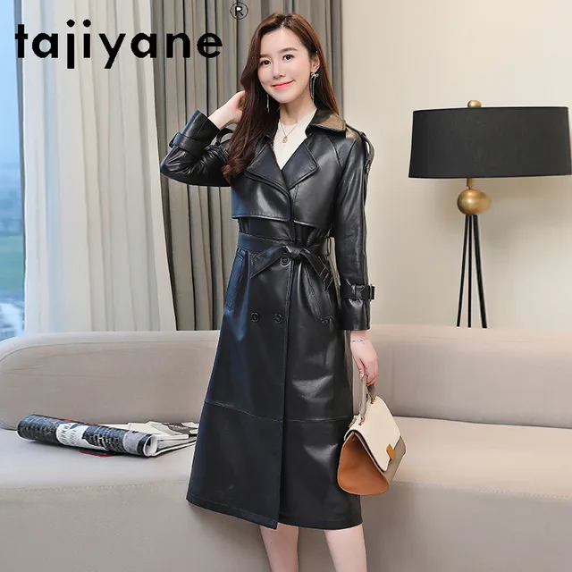 Tajiyane Genuine Leather Jacket Women Real Sheepskin Leather Trench Coat for Woman 2024 Spring Autumn Clothes Long Jackets Belt