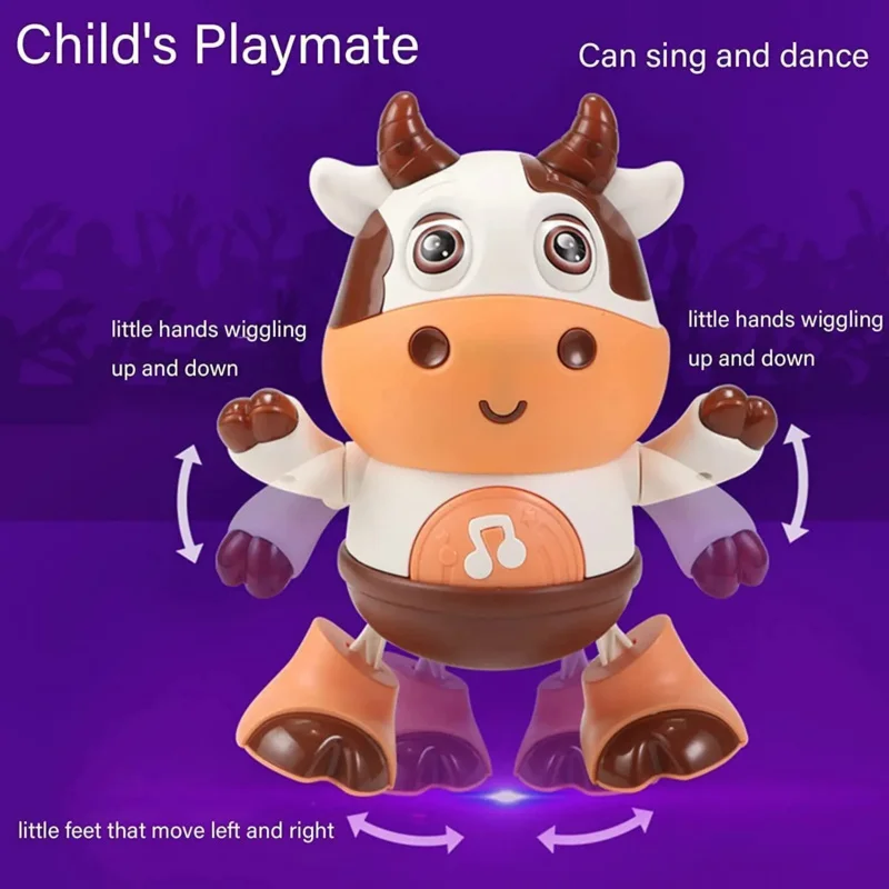 Little cute cow sing dance with music light swinging robots electric dolls children Baby early Educational Learning toys gifts 2