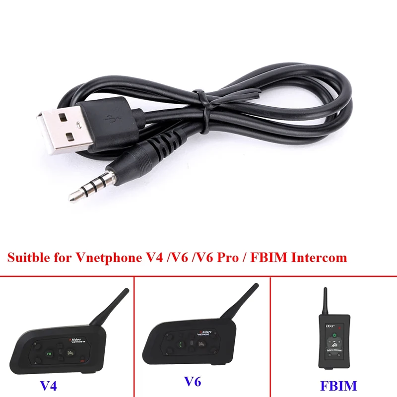 1pcs Helmet Intercom Accessories USB Charging Cable For Vnetphone V6 V4 V4C V6C V6 Pro Motorcycle Helmet Intercom Headset images - 6