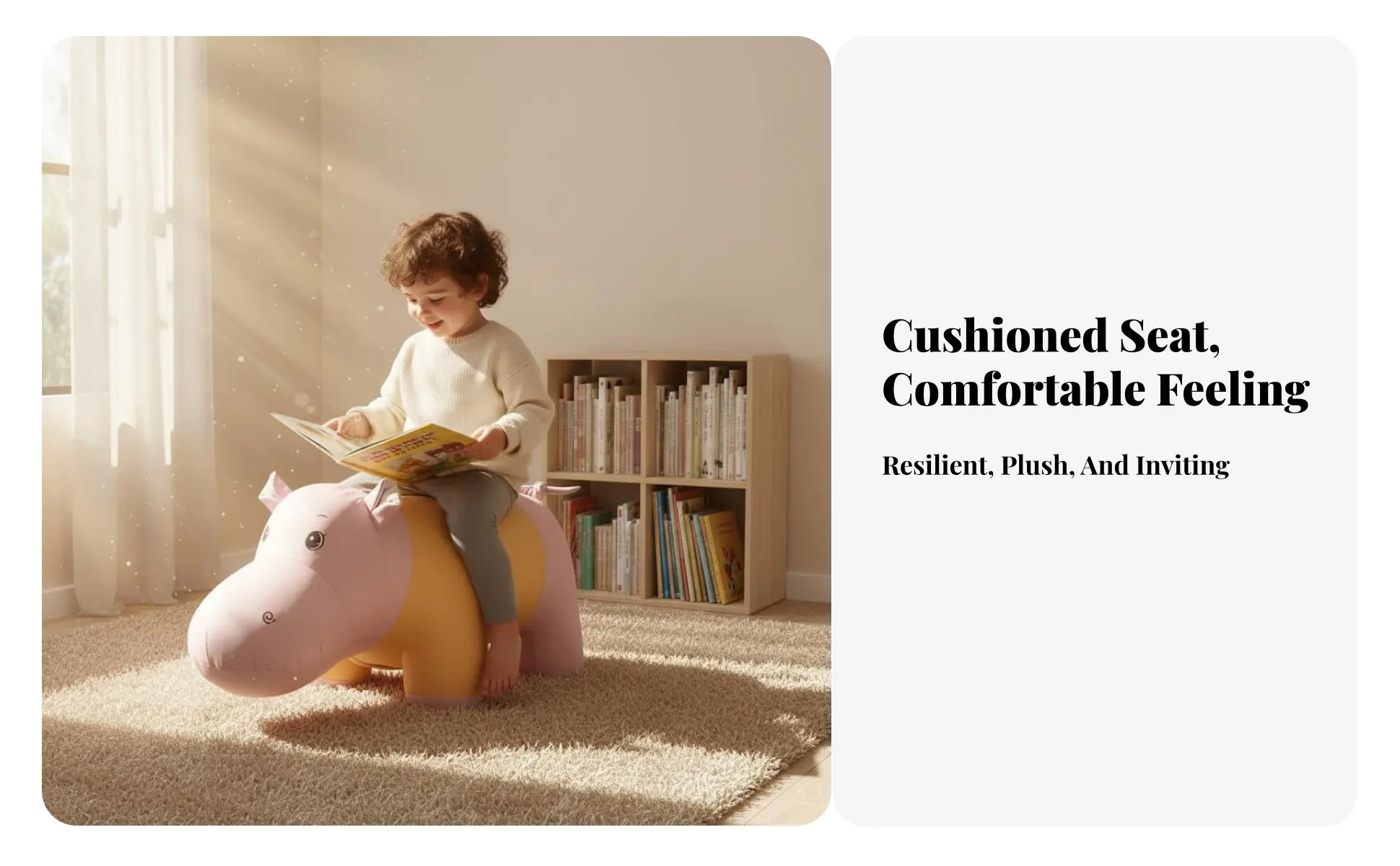 Cartoon Hippo Ottoman Multi-Functional creature Stool Soft Padded Seat Easy to Assemble for Parents, Entryway, Bedroom, Office
