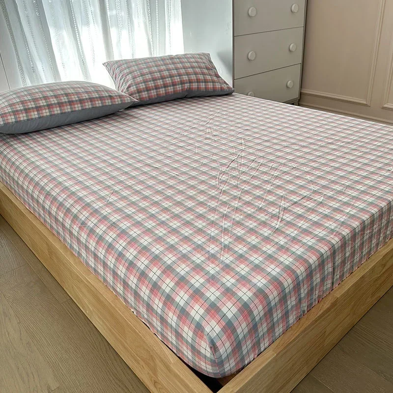 

Pure cotton bedsheet single piece protective cover dust cover with raised student cotton plaid 108