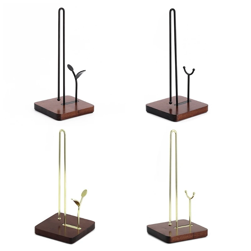 

Paper Towel Holder with Wood Base Countertop Paper Roll Stand Household