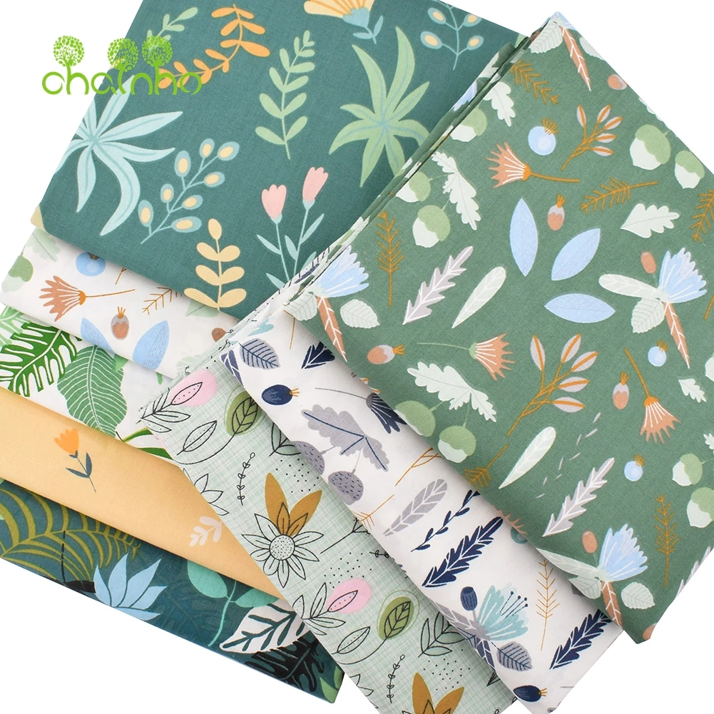 Chainho,Printed Twill Weave Cotton Fabric,Patchwork Cloth,DIY Sewing Quilting Material,8 Designs Floral Series,2 Sizes,15C166