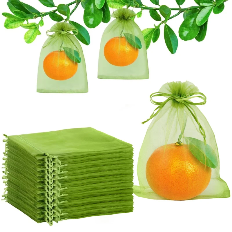 Obst-Schutztaschen, Organza, Schädlingsbekämpfung, Anti-Vogel-Gartennetzbeutel, Trauben-Netzbeutel, Plante-Gemüse-Wachstumsbeutel, 50 Stück
