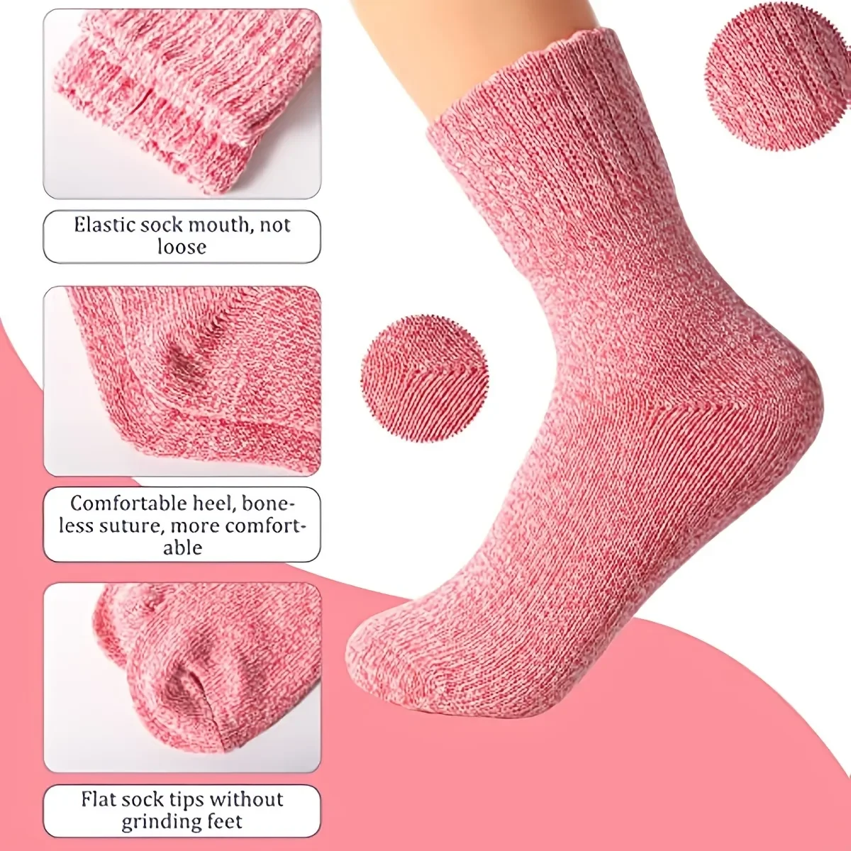 5 Paia Calze Termiche Donna Justay - In Lana, Cotone E Poliestere, Taglia Unica 36-41, Per Inverno E Attività All'Aperto