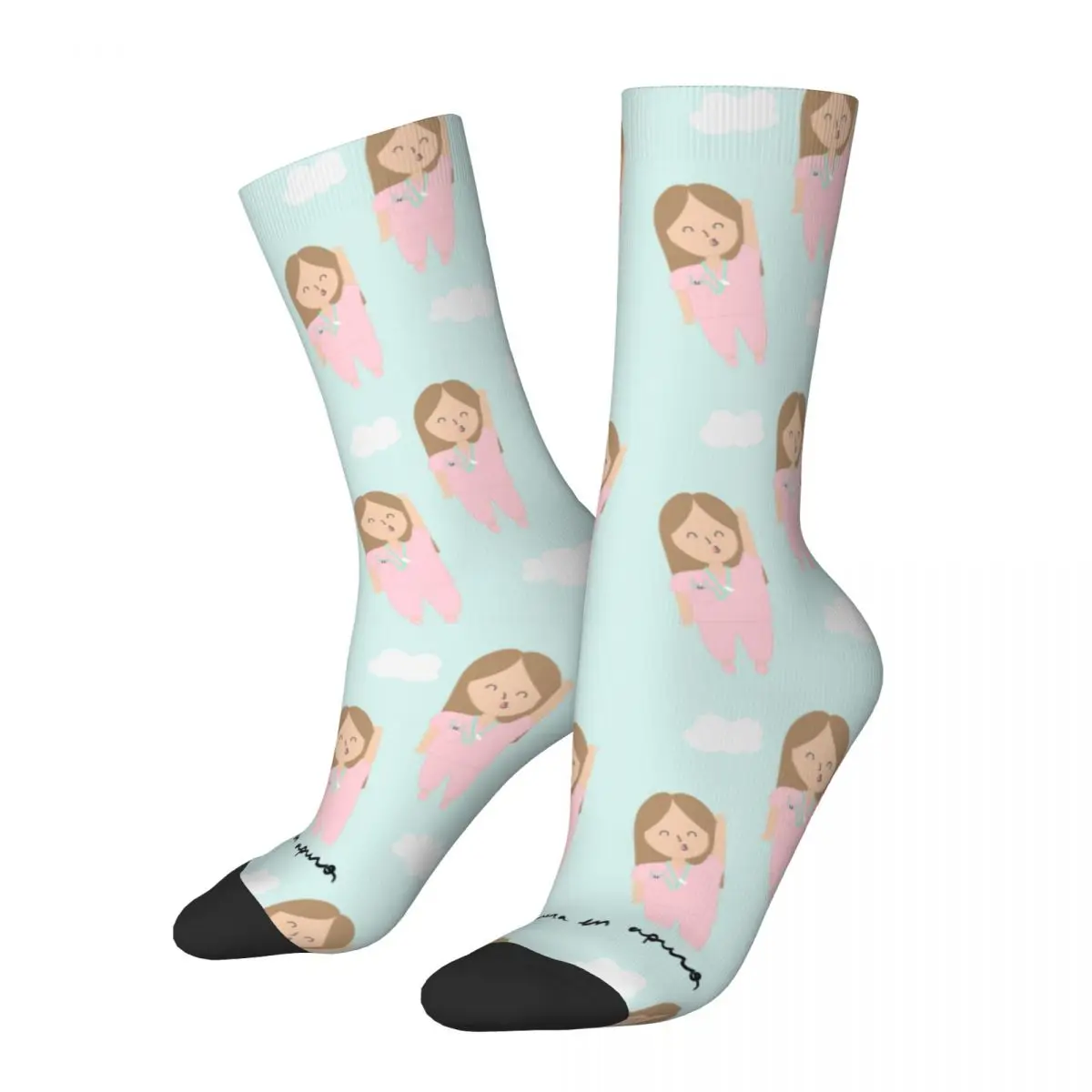 

Cartoon Ladies Nurse Socks Men's Women's Funny Happy Enfermera En Apuros Socks Harajuku Summer Winter Middle Tube Socks Gifts