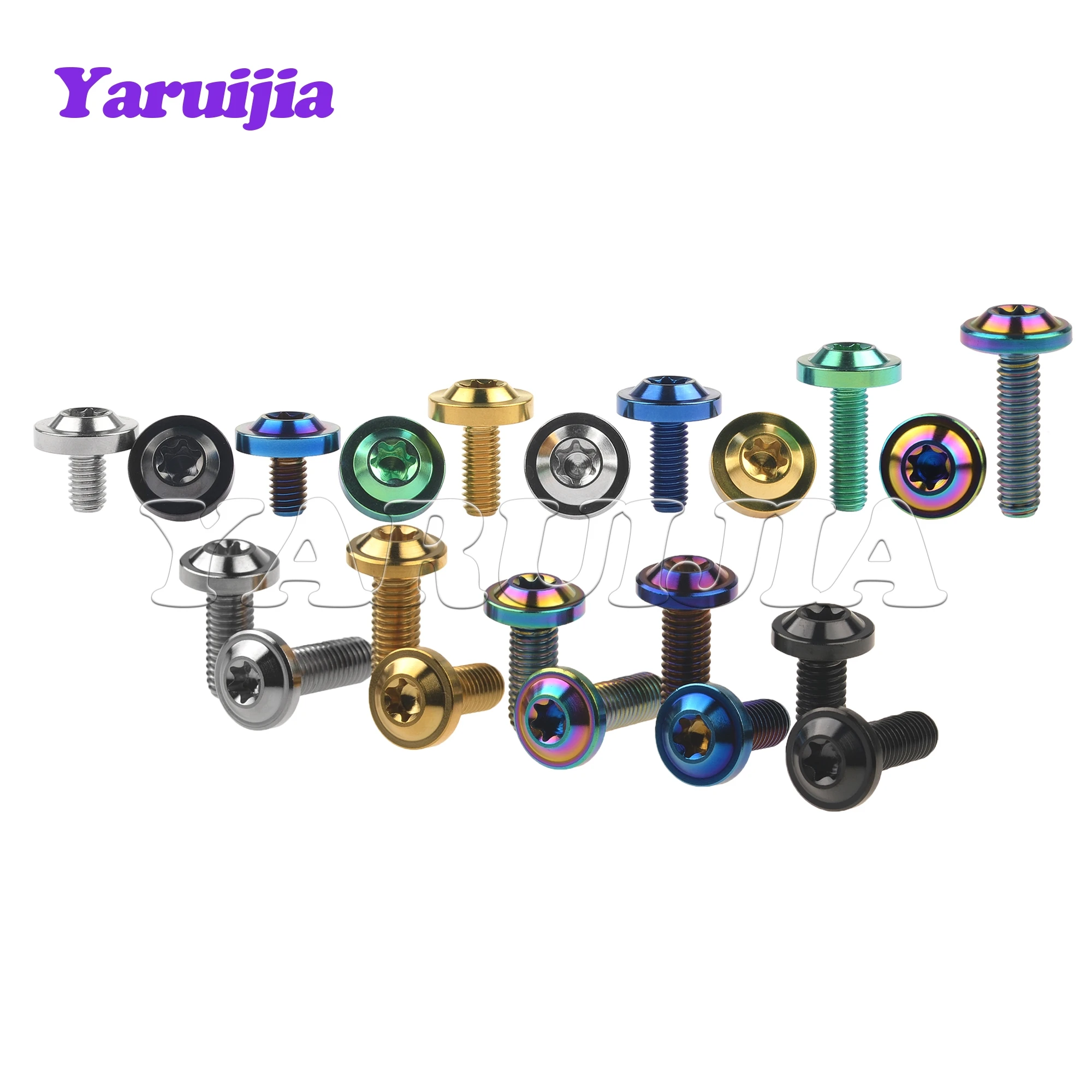 Titanium Bolts Yaruijia Titanium Bolts M5/M6/M8x10/12/15/20/25/30/35/40/50/60/70mm Torx Head Screws For Motorcycle Riding Modification Fasteners