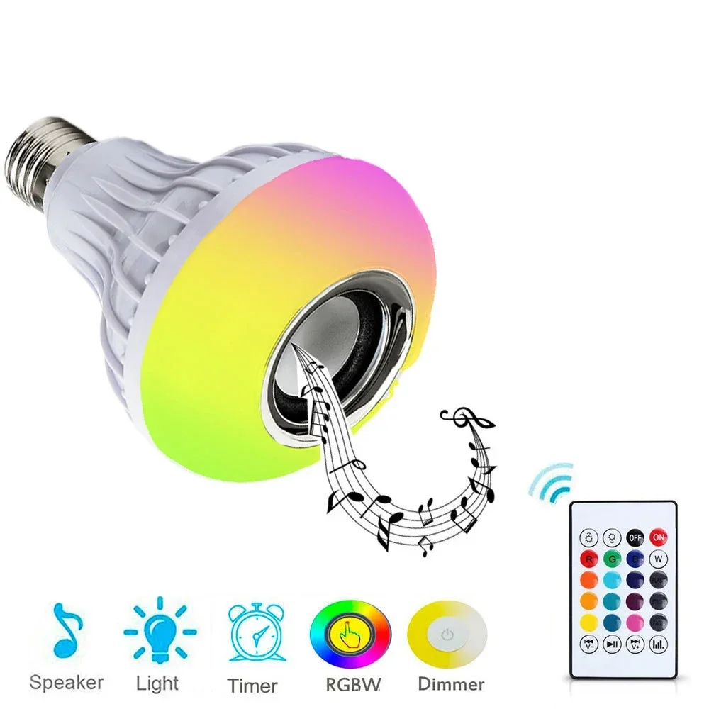 

LED Music Bulb E27 B22 12W RGB Multi Color Changing Smart Bulb Speaker Wireless With Remote Control APP LED Music Light Bulbs