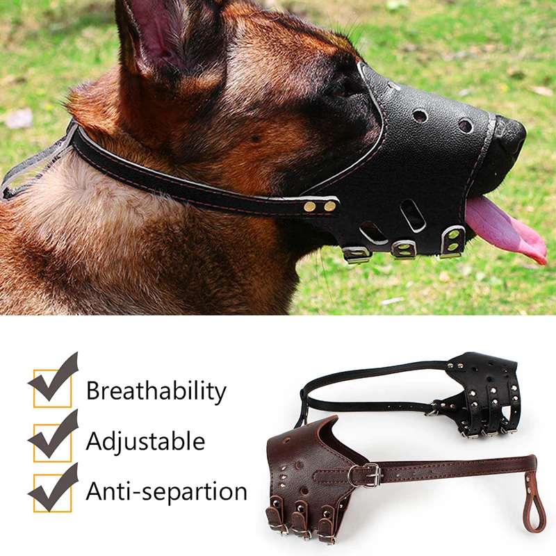 Soft Leather Dog Muzzle for Puppy Pit Bull Doberman German Shepherd dog muzzle