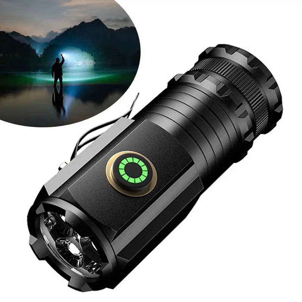 

Portable High Quality 3 LED Flashlight USB Rechargeable EDC Torch Emergency Hiking Camping Lantern With Cap Clip