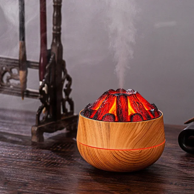 USB Humidifier 300ML Artificial Charcoal Fire Air Humidifier Aroma Diffuser Mist Sprayer Mini Diffuser with Night Light for Home 3