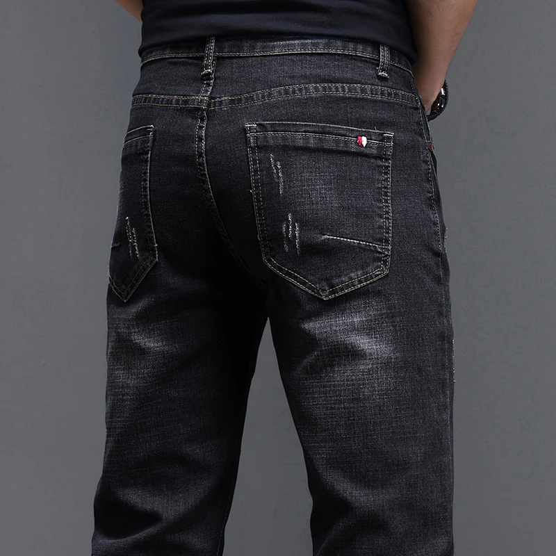 Embroidered Jeans Men's Autumn Winter New Korean Fashion Slim Little Feet Trousers Stretch Vintage Street Denim Trousers Male 4