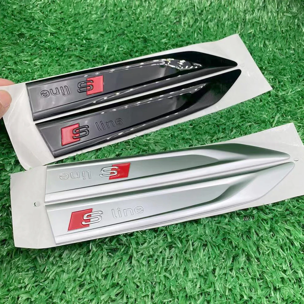 2Pcs 3D ABS Car S LINE Emblem Sticker Badge Decal Decoration For Audi Sline A1-A8 Q1-Q8 TT