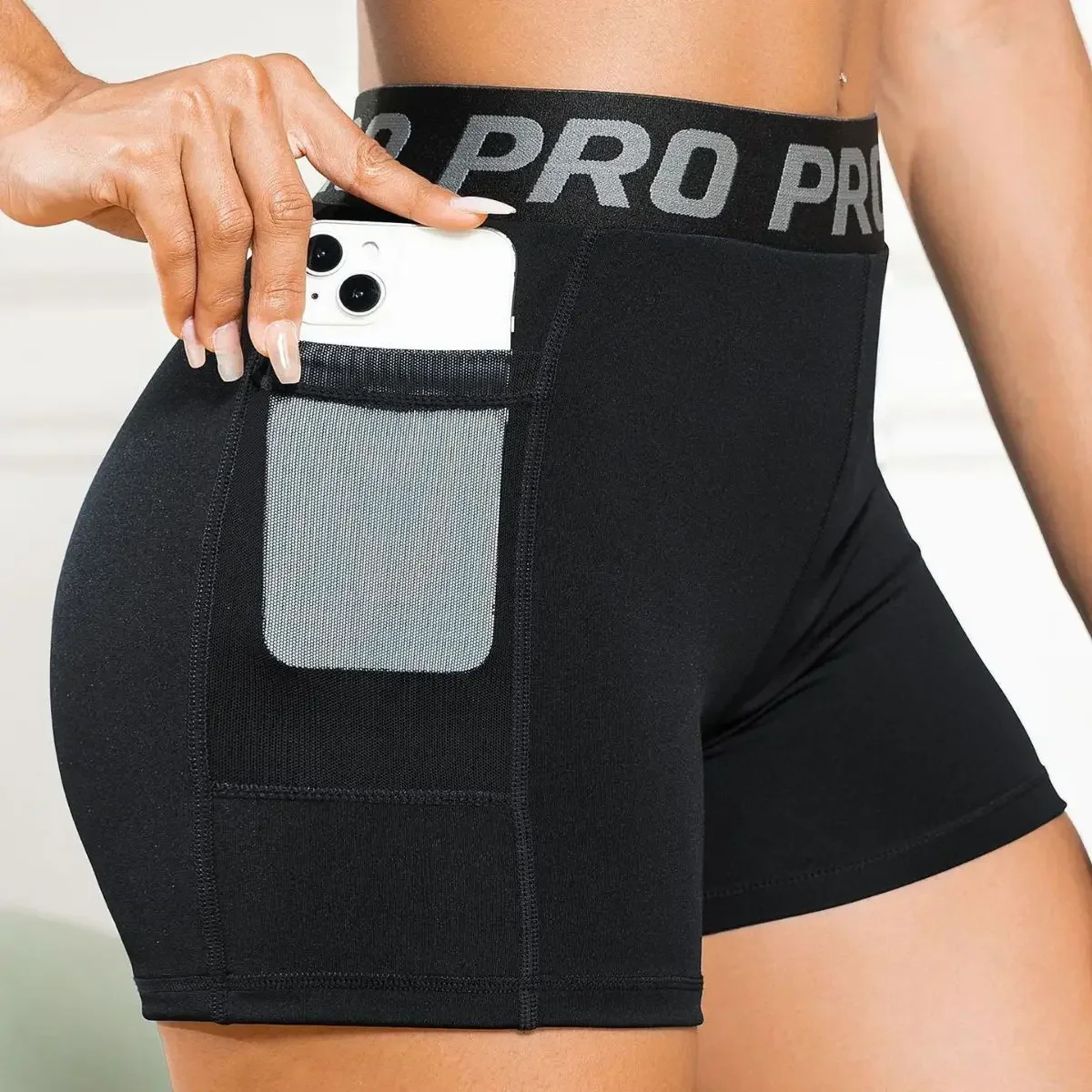 Summer Yoga Sports Workout Shorts Pants Female Mesh with Pocket Women's Shorts Gym Leggings Fitness Leggings for Women
