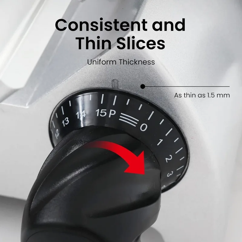 Toogood 8.7" Commercial Slicer 180w, 1/4 HP Electric Meat Slicer, Italian Carbon Steel Blade, Quiet Performance, Semi-frozen