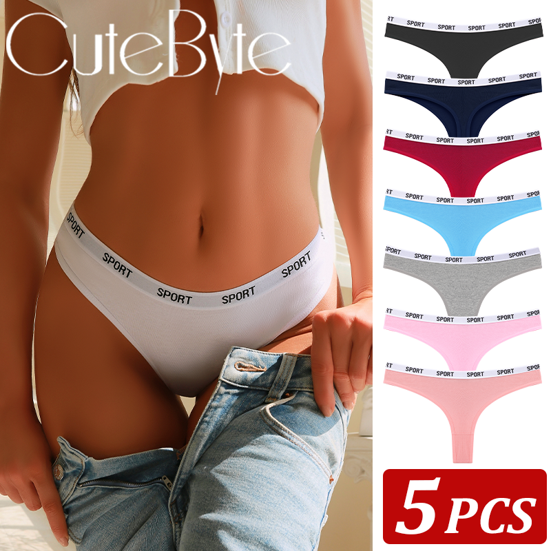 5Pcs/Set Women Thongs Cotton Panties Plus Zise Underwear Sexy G-String Low Waist Briefs Underpants Comfortable Lingerie S-XL