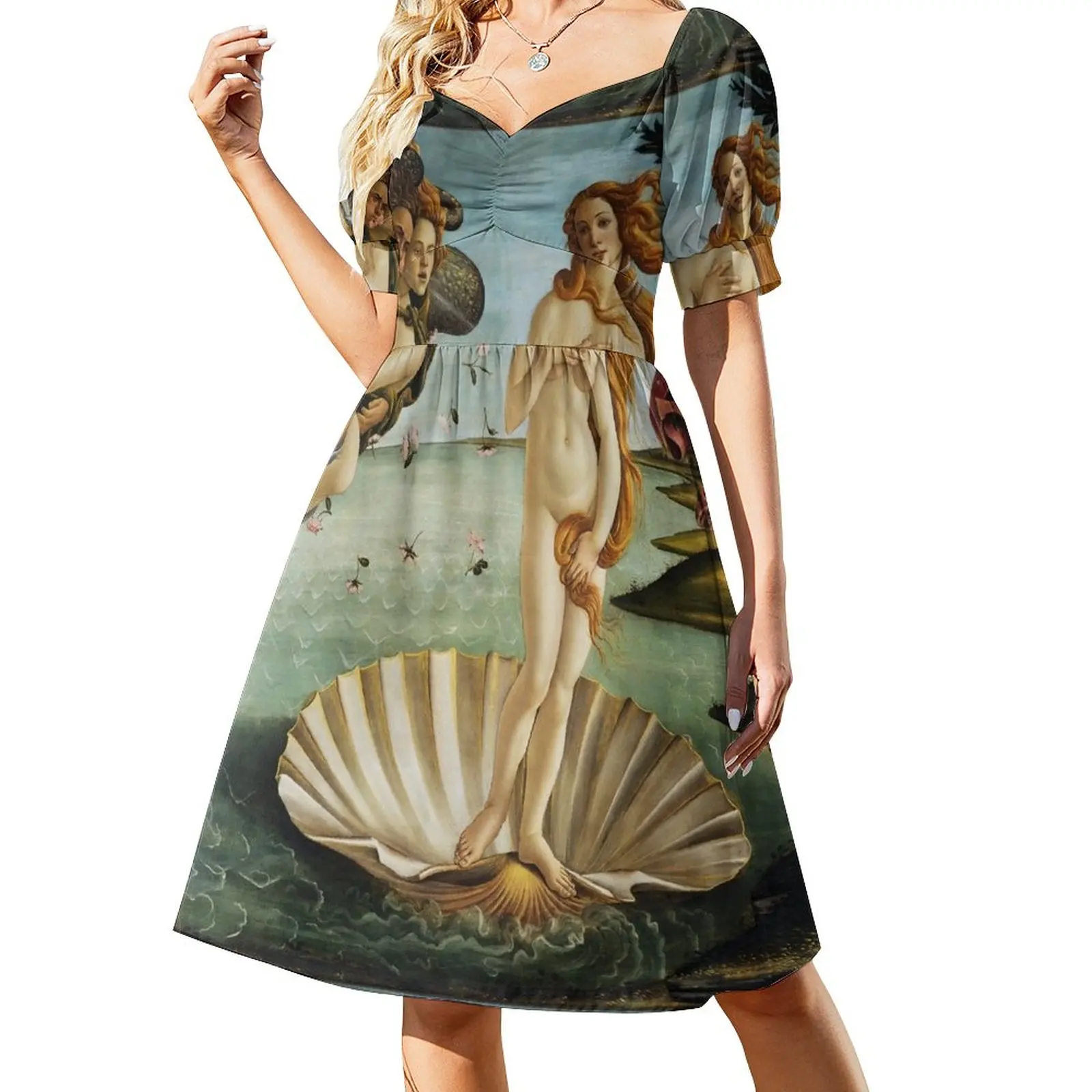 

Платье без рукавов с изображением родов венерины, летнее платье, женское элегантное платье 2024, летние платья для женщин 2024