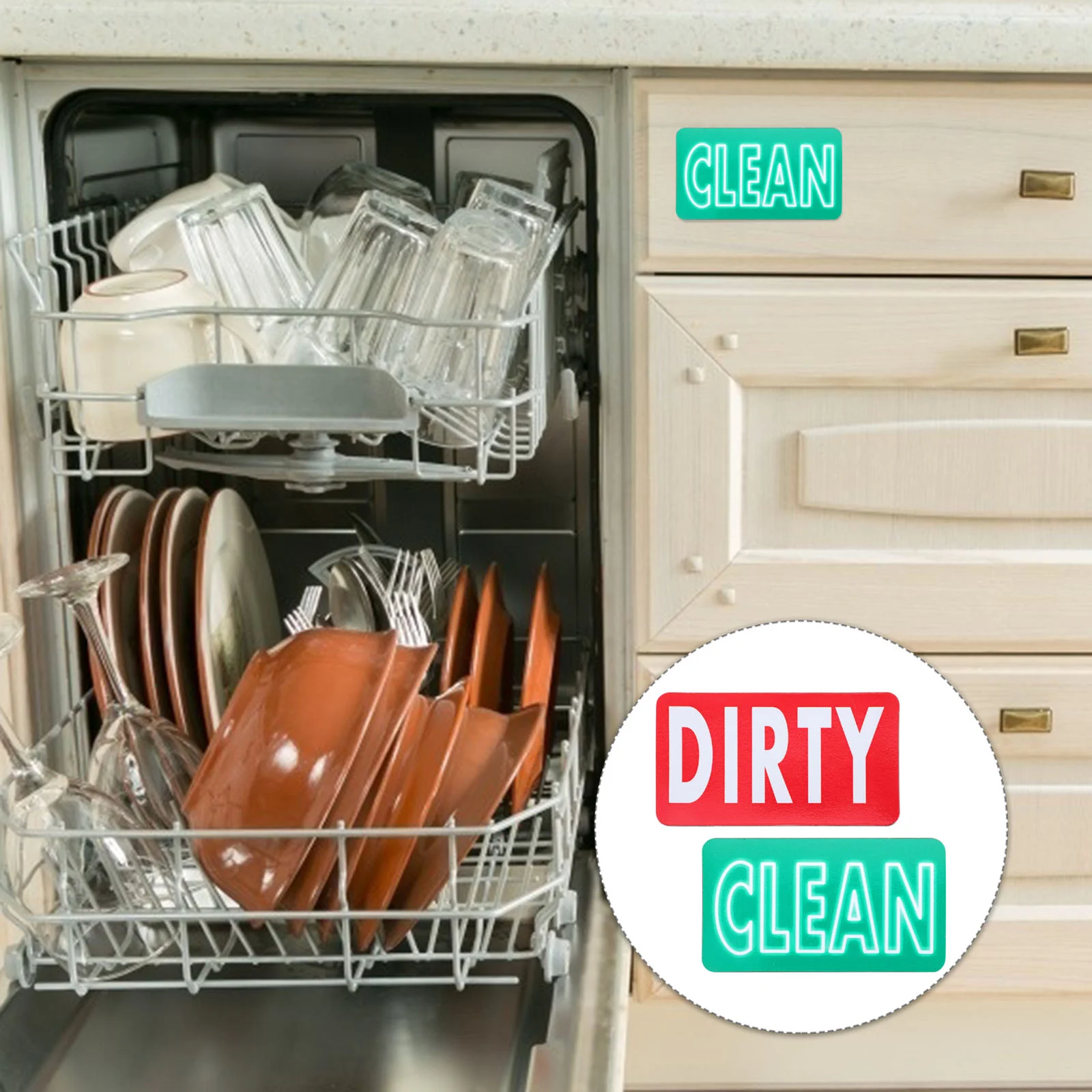 

Clean Dirty Indicator Dish Washer Sign Dishwasher Magnet Fridge Magnetic Double Side