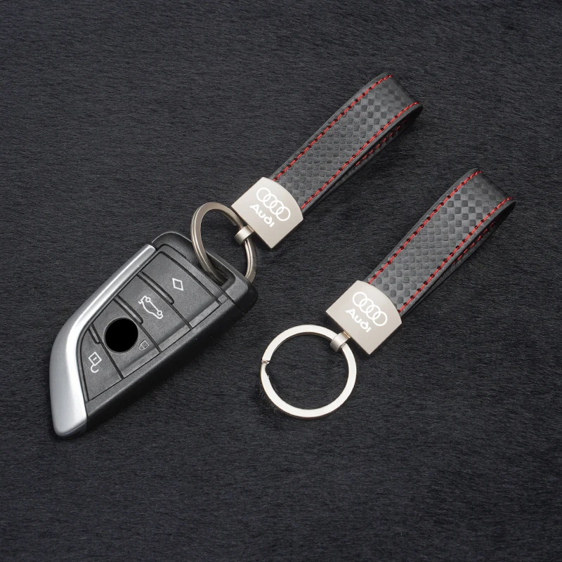 Luxury Plaid Pattern Metal Car Keychain with Buckle