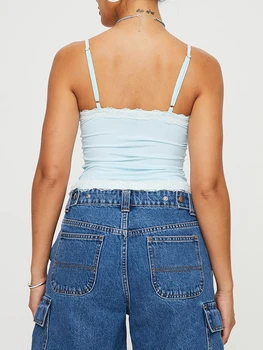 Women Camisole Sleeveless Tops V-neck Backless Lace Trim Fit Summer Vest for Party Club 2