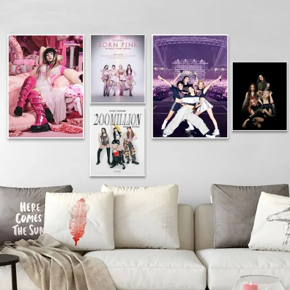 1pc Kpop-Blackpink Poster Stickers Art Wall Murals Decor Game Room Decor Gifts Kawaii HD Painting Cat Cars anime stickers anime poster