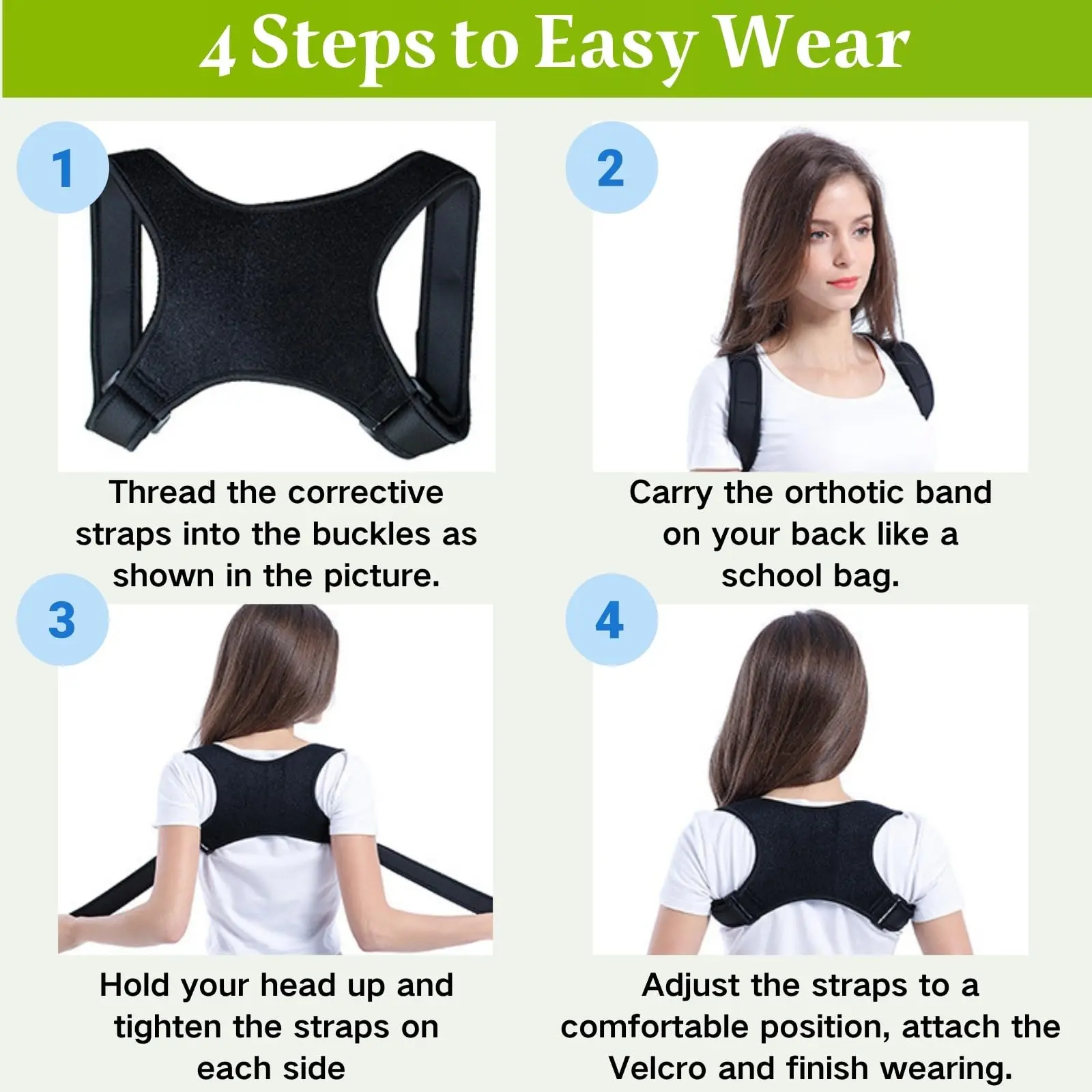 Adjustable Back Posture Correction Strap Hunchback Prevention Sitting Posture Correction Breathable Suitable for Men and Women
