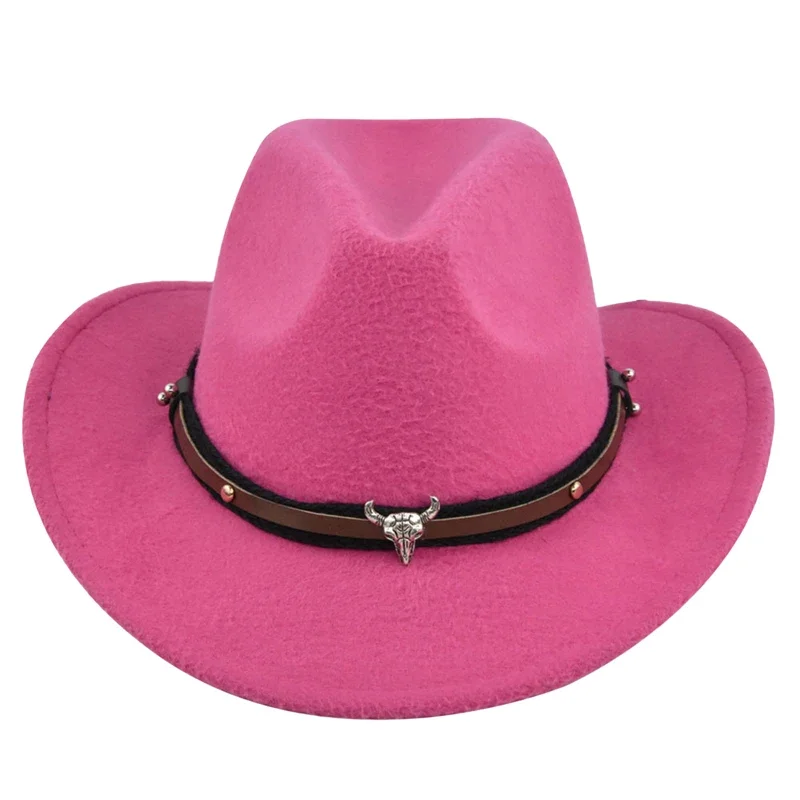 Women'S Men Western Ethnic Style Denim Hat Retro Jazz Hat Autumn And Winter Wide Brimmed Bull Shaped Decorative Adult Bull