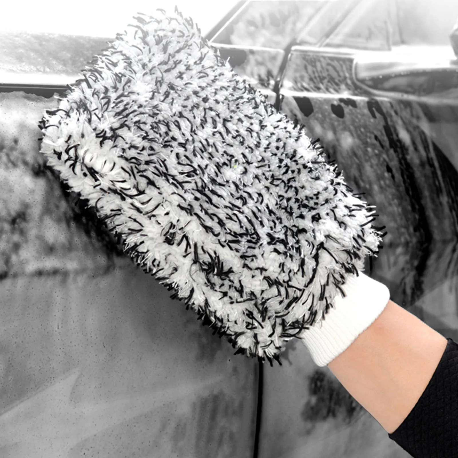 Hot Sale 2 In 1 Ultrafine Fiber Chenille Microfiber Car Wash Gloves Mitt Soft Mesh Backing No Scratch For Car Wash And Cleaning