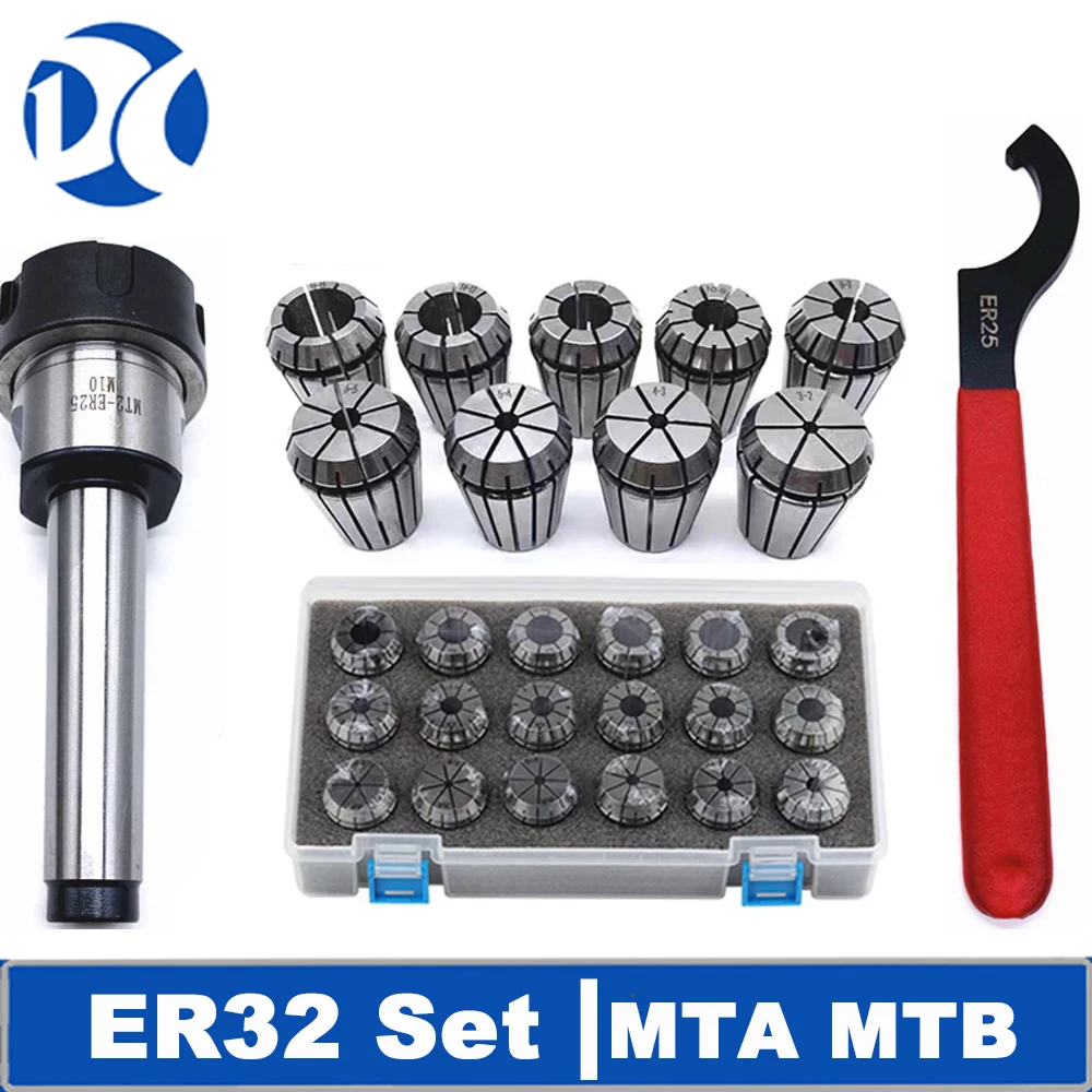 

1Set ER32 Spring Collets 9Pcs 18Pcs MTB2 MTB3 MTB4 MTB5 Morse Taper Holder Cone For CNC Milling Lathe tool ER25 Spring Clamps