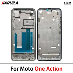 Enhanced LCD Screen Middle Frame Cover Bezel Plate for Motorola Moto One Series (One Action Silver)