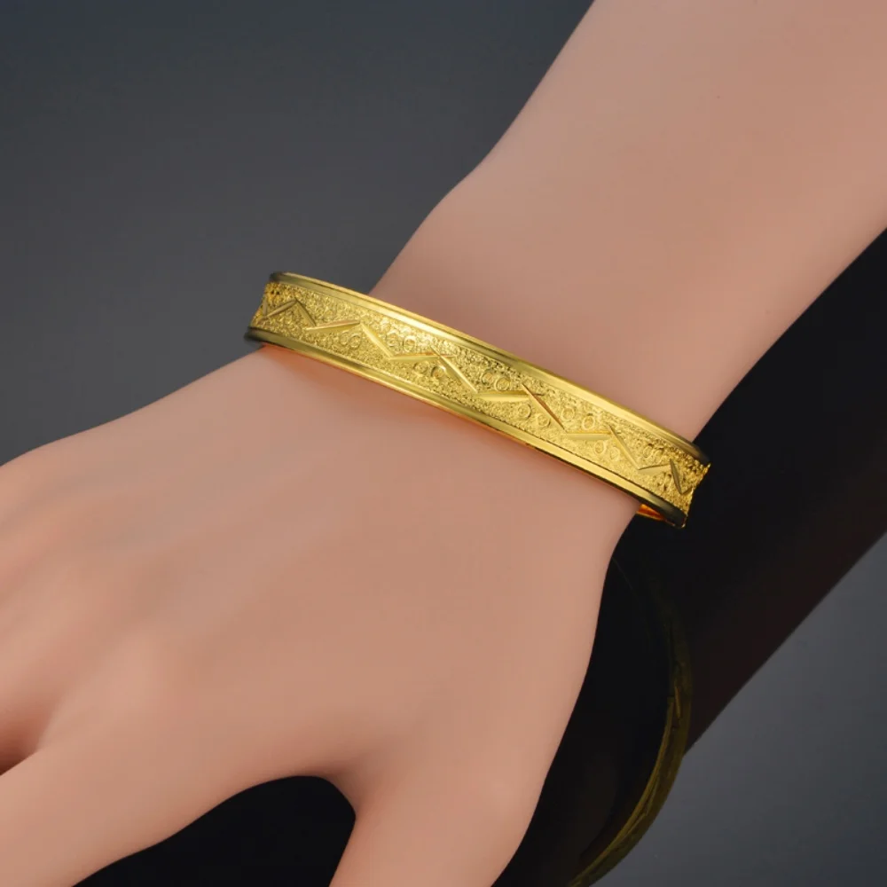 Gold Bangles for Women Chunky Leaf Flower Bangles Bracelets Gold Silver Plated Copper Metal CZ Bracelets Wedding Wristband 5