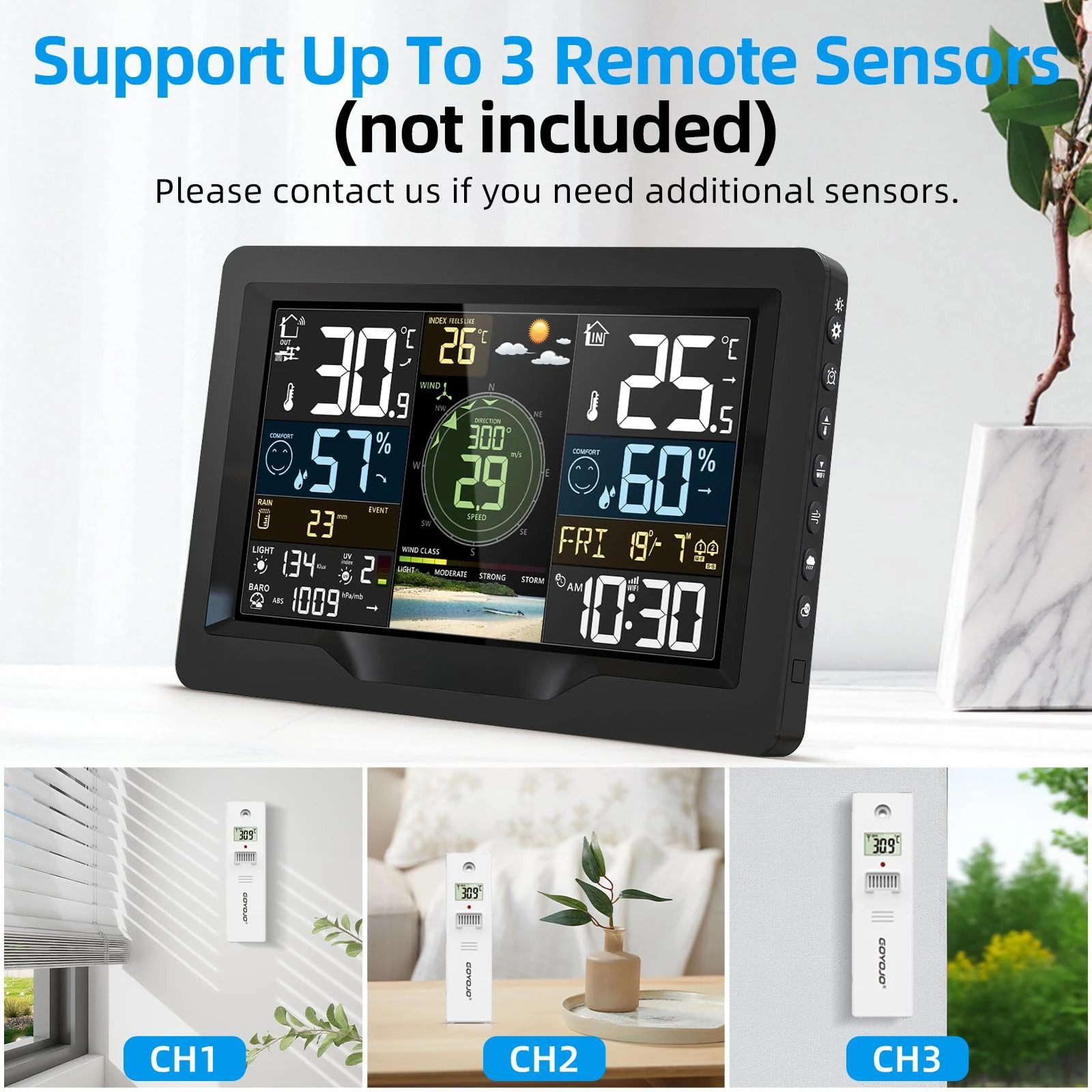 New WiFi Weather Station Wireless Indoor Outdoor, Thermometer with Rain Gauge an