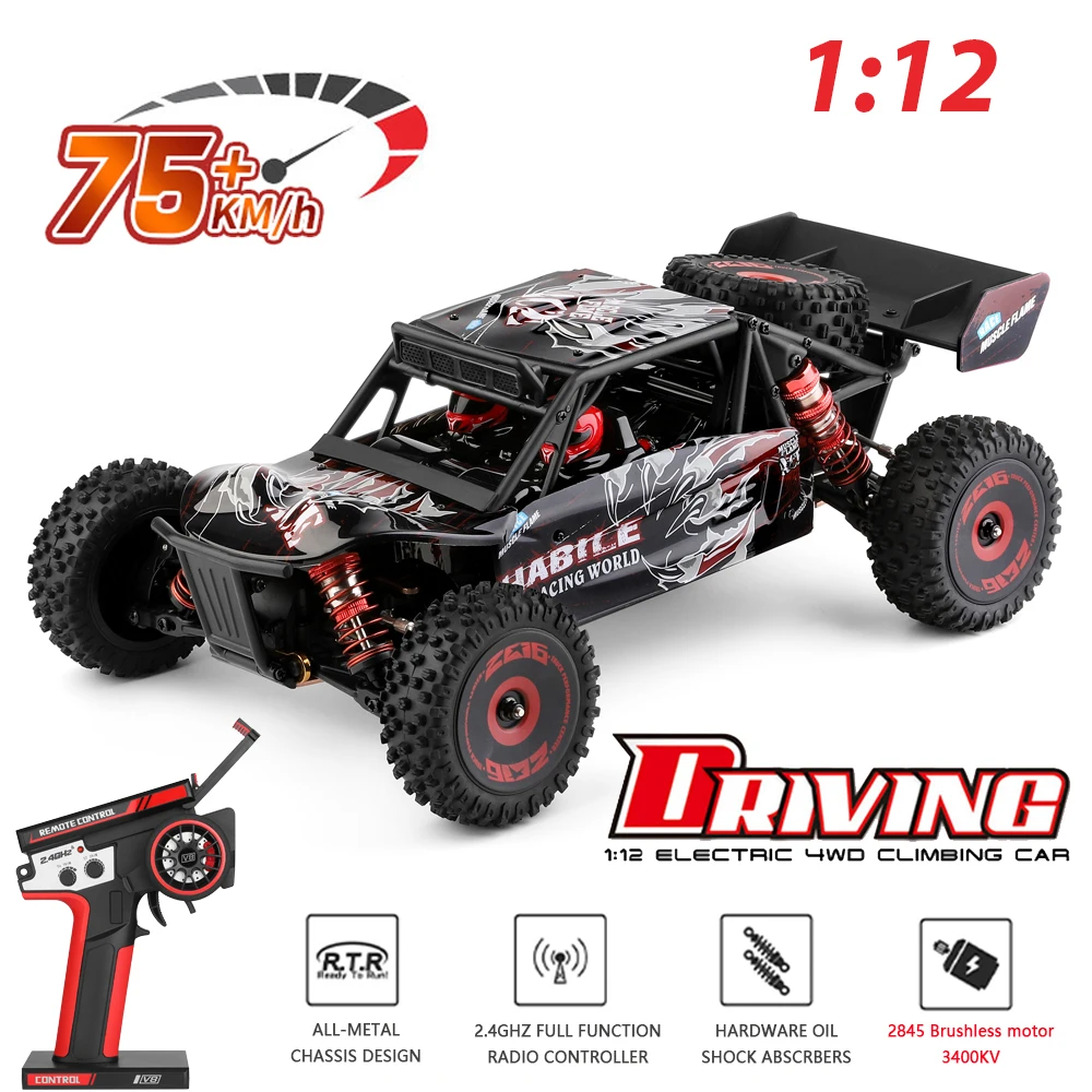 

75 KM/H WLtoys 124016 V2 RC Car Brushless 4WD Electric High Speed Off-Road Remote Control Drift Rc Cars for Adults Toys