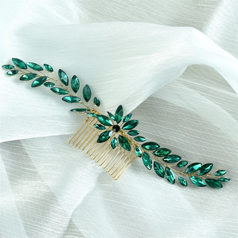 Wedding Pearl Leaf Crystal Hair Comb Hairpin Headband Tiara For Women Bride Queen Party Wedding Bridal Hair Accessories Jewelry