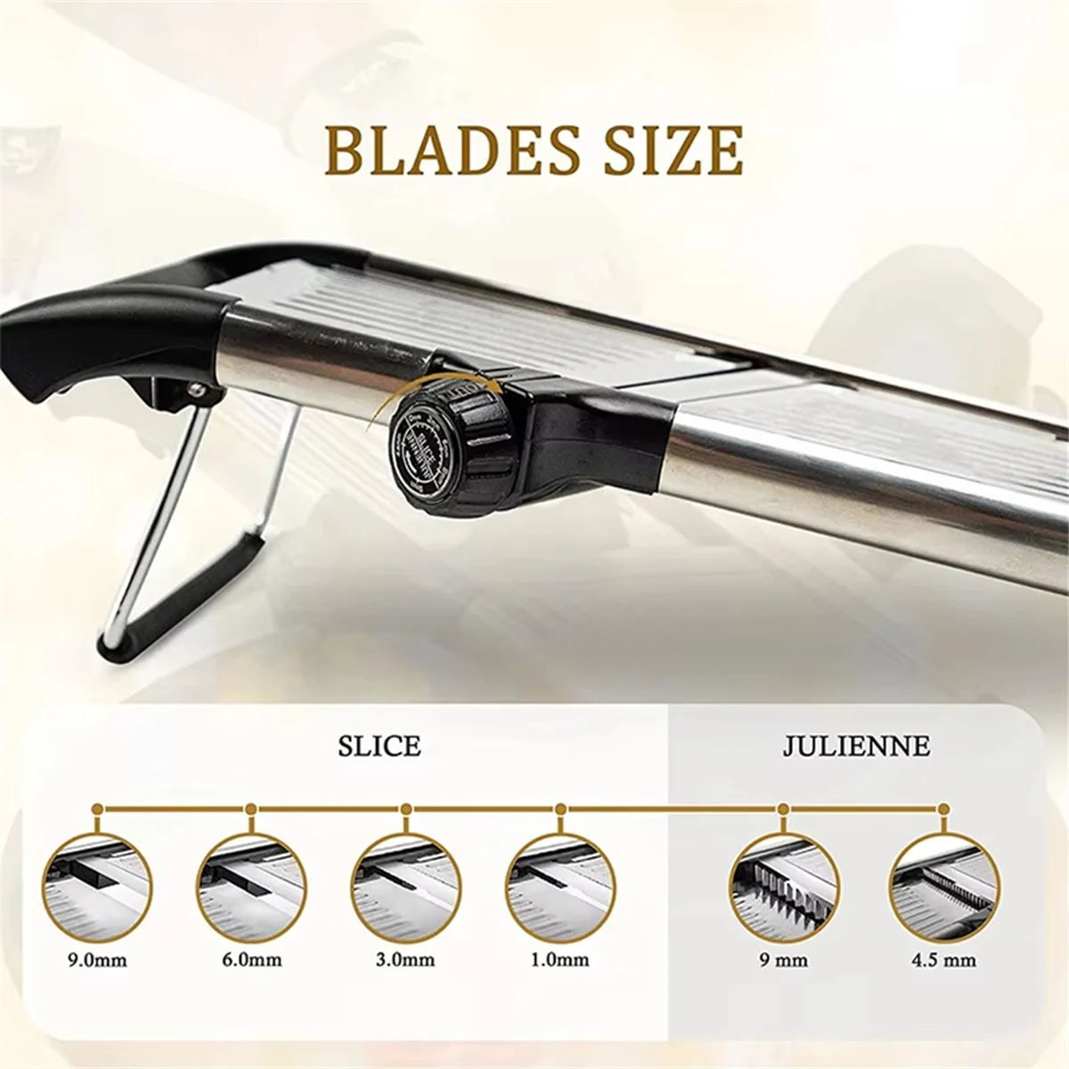 HHTL Adjustable Mandoline Slicer, Stainless Steel Vegetable Shredder for Potato, Tomato, Onion, Efficient Kitchen Tool