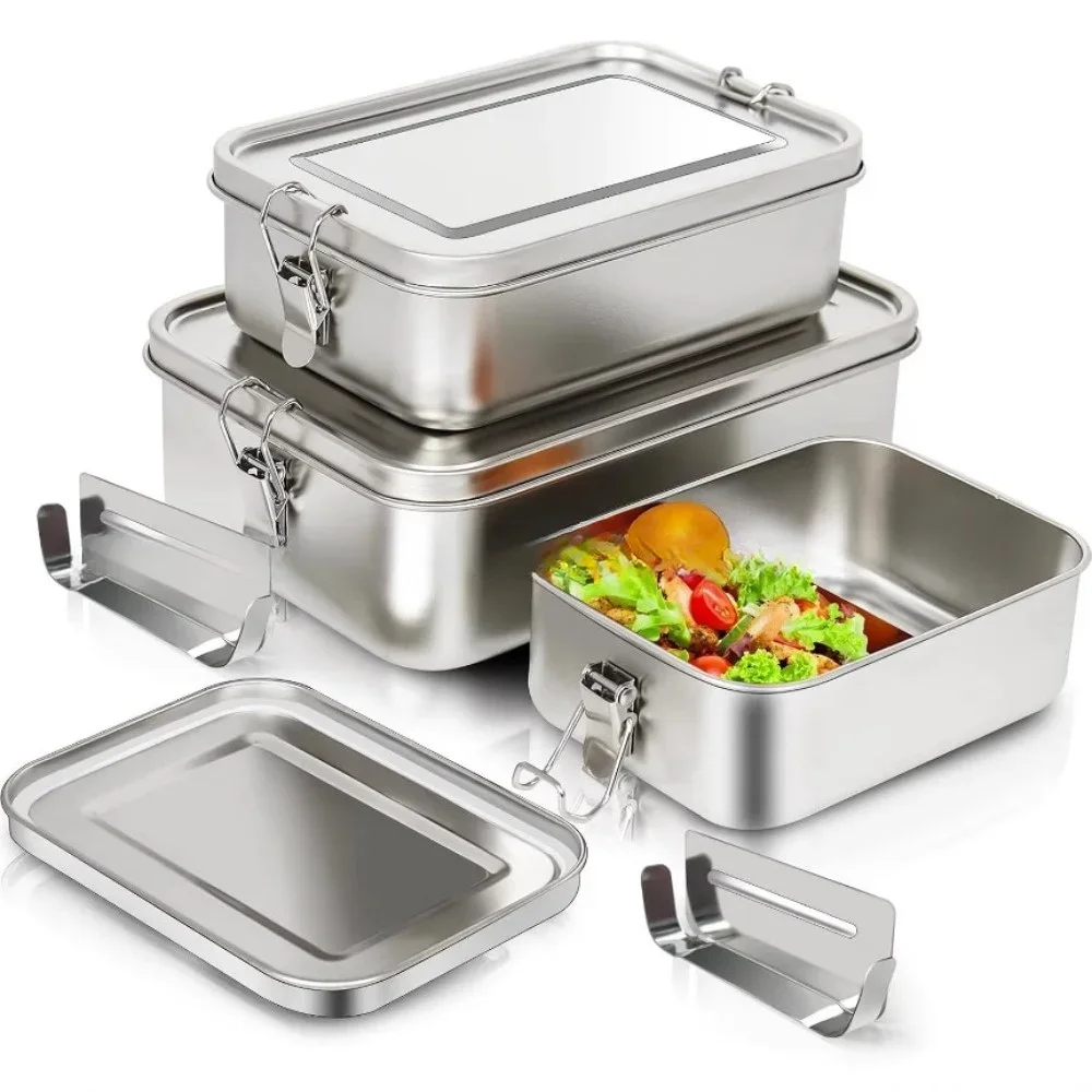 Stainless Steel Bento Box Metal Lunch Box Food Storage Containers with Lockable Clips Lunch Snack Boxes for Work,School - 2