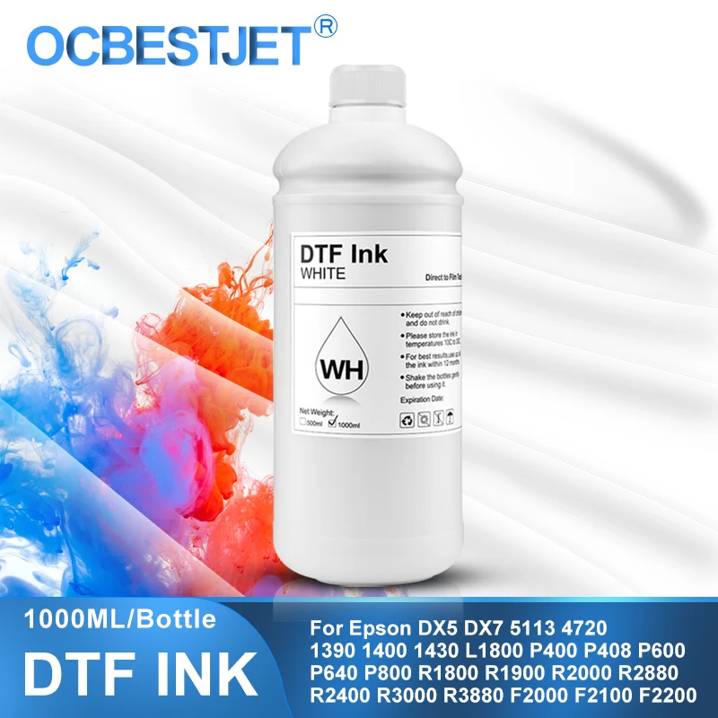 Ocb-direto para Transferir Tinta de Filme Tinta Dtf Adequado para Epson Print Head I3200 Xp600 Tx800 L1800 1390 L805 1000ml