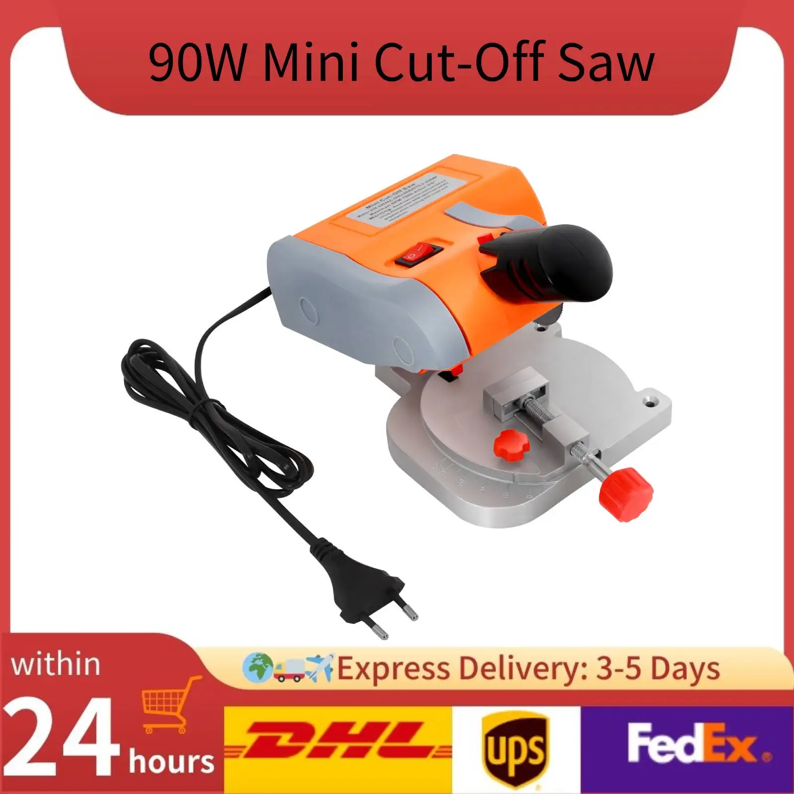 Mini Cut Off Saw 90W 220V/110V Benchtop Cutting Machine Hobby Saw with 45° Miter 7800RPM for Metal Wood Plastic